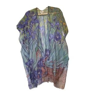 JC‎ Sunny Just Classic Art To Wear Wearable Art Shawl Wrap Irises Van Gogh